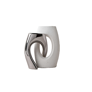 VASE En Céramique – Blanc / Argenté Vases