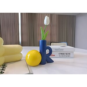 VASE En Céramique - Jaune / Bleu