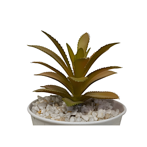 Plante ARTIFICIELLE AVEC POT EN FER 10x10x15,5cm - Blanc