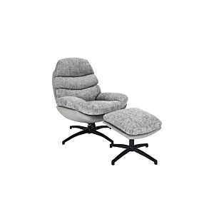 Fauteuil WILLIAM Avec Pouf - Gris Fauteuil moderne