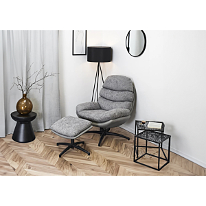 Fauteuil WILLIAM Avec Pouf - Gris
