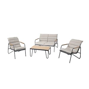 SET JARDIN EASY + TABLE BASSE - Gris Meubles jardin
