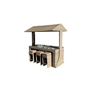 Ensemble Jardin VIP VIBES Avec 6 TABOURETS Et Table Haute - Taupe Meubles jardin