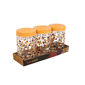 Set de 3 bocaux décorés 660 ml - Multicouleur Rangement cuisine