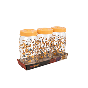 Set de 3 bocaux décorés 1L - Multicouleur Rangement cuisine