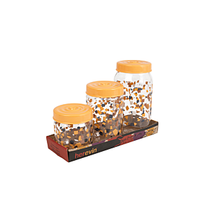 Set de 3 Boîtes décorées 425-660-1000ml - Multicouleur Rangement cuisine