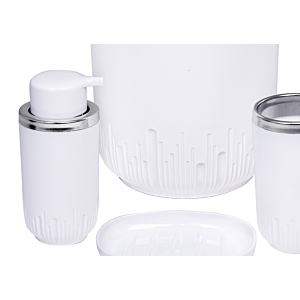 Set de salle de bain 5 pièces - Blanc / Argenté