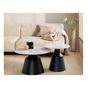 Set De 2 Tables Basses RILEY - Blanc Brillant