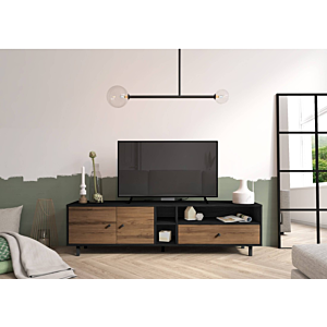 Meuble TV ROALD - Marron / Noir