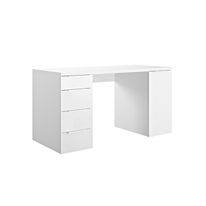 Bureau ESPRESSO 4 TIROIRS + 1PORTE - Blanc