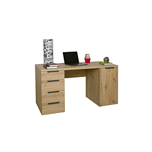 Bureau ESPRESSO 4 TIROIRS + 1PORTE - Chêne