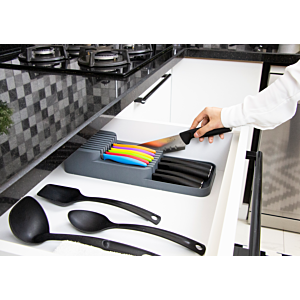 ORGANISATEUR DE COUTEAUX À 2 NIVEAUX - Gris