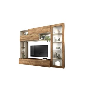Unité Murale PRATICO (LED en OPTION) - Marron / Beige Meuble TV unité murale