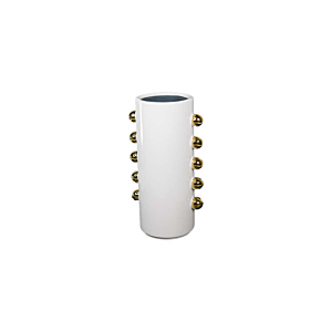 VASE EN CÉRAMIQUE EN BLANC AVEC SPHÈRES -DORÉES