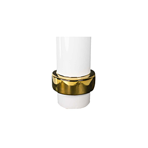 VASE PERLINA EN CERAMIQUE EN BLANC AVEC CERCLE - DORÉ 