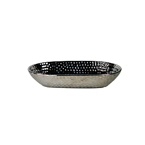 PLAT DECORATIF ARGILIA OVALE EN CERAMIQUE - ARGENTÉ