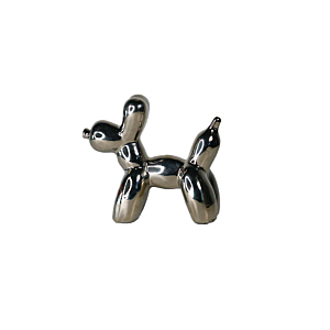 STATUT DECORATIVE CHIEN DE BONHEUR – ARGENTÉ 