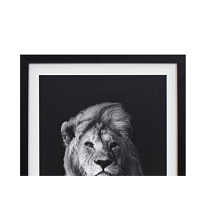 TABLEAU LE LION AVEC CADRE - BLANC / NOIR