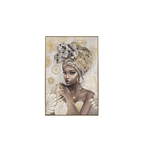 TABLEAU L'AFRICAINE AVEC CADRE - Multicouleur Soldes été