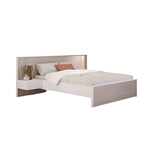 LIT PALANTE 140x190/200 SANS SOMMIER + 2 Tables de chevet - Blanc / Chêne Promos printemps