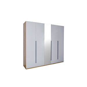 Armoire SPOSAMI Avec 4 Portes + 1 Miroir - Blanc / Chêne Armoires