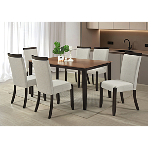 Set Table À manger EDEN Avec 6 Chaises - Marron / Crème