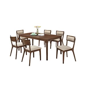 Set Table À manger LIORA Avec 6 Chaises - Marron