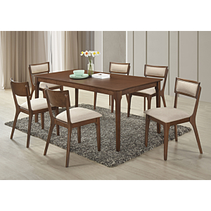 Set Table À manger LIORA Avec 6 Chaises - Marron