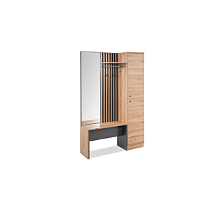 Vestiaire Compact MEDAN 2 Portes + 1 Miroir - Chêne Armoires rangements