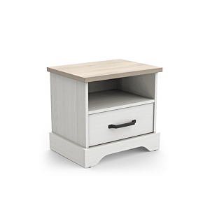 TABLE DE CHEVET COTTAGE 1 Tiroir Et 1 Niche - Blanc / Chêne CHAMBRE DOUBLE