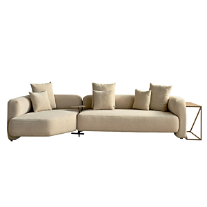 SALON MILANO + CONSOLE + TABLE DE COIN RONDE - TAUPE