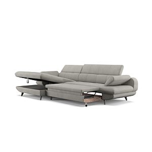 Canapé D'angle Gauche LIBRA Avec fonction lit - Gris clair