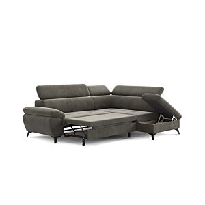 Canapé D'angle Droit HUDSON Avec fonction lit + Coffre - Gris