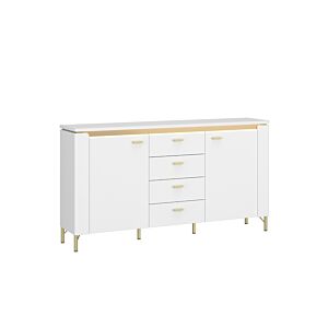 Buffet LAZIO 2 PORTES + 4 TIROIRS - Blanc / Doré Soldes été vague 2