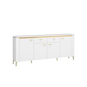 Buffet LAZIO 4 Portes + 2 Tiroirs - Blanc / Doré Soldes été vague 2