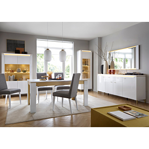 Vitrine LAZIO 1 Porte LED en OPTION - Blanc / Doré