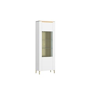 Vitrine LAZIO 1 Porte LED en OPTION - Blanc / Doré Rangement de salon