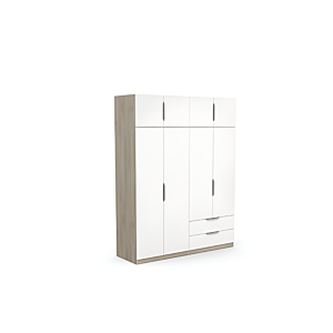 ARMOIRE GHOST 8 PORTES - Blanc / Chêne Foncé