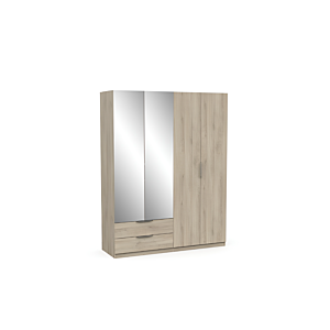 ARMOIRE GHOST 4 PORTES Et 2 Miroirs - Chêne Foncé
