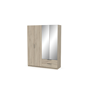 ARMOIRE GHOST 4 PORTES Et 2 Miroirs - Chêne Foncé