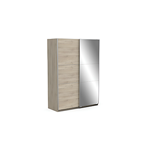 ARMOIRE GHOST 2 PORTES COULISSANTES + MIROIR - Chêne Foncé