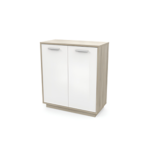 RANGEMENT LEO 2 PORTES - Blanc / Chêne Foncé Armoires rangements