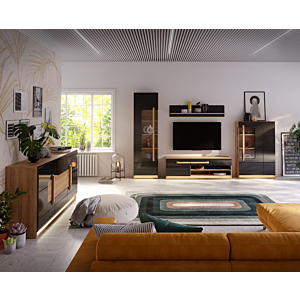 Meuble TV ATTENTION 139,9cm - Beige / Noir