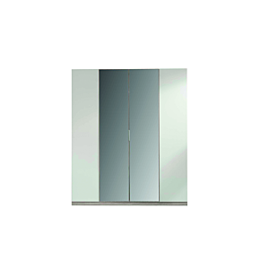 ARMOIRE MERKUR 4 PORTES Avec 2 MIROIRS - Blanc / Chêne Soldes été