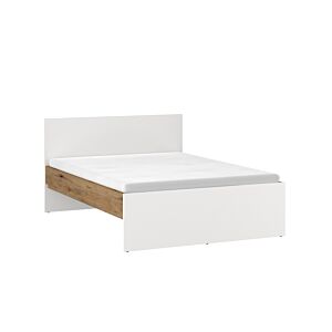 Lit RICKO 120x200cm Sans Sommier - Blanc / Chêne Lits