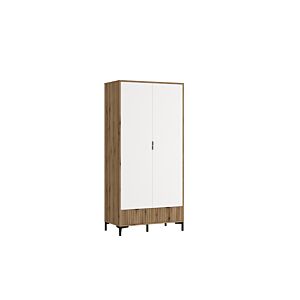 ARMOIRE RICKO 2 PORTES + 2 TIROIRS - Chêne / Blanc
