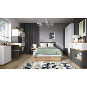 BIBLIOTHEQUE TWENTY - Blanc / Chêne / Gris