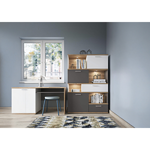 BIBLIOTHEQUE TWENTY - Blanc / Chêne / Gris