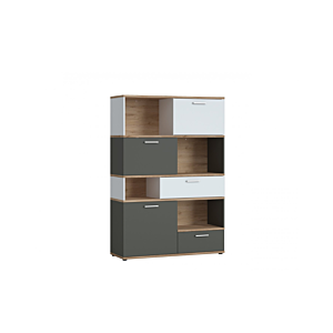 BIBLIOTHEQUE TWENTY - Blanc / Chêne / Gris Étagères et bibliothèques rangements