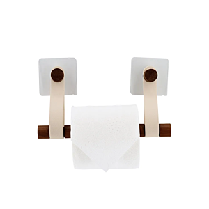 Derouleur Papier Avec Lanières Simili Cuir - Beige